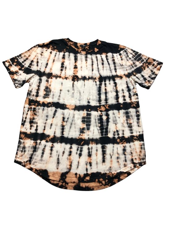 Custom FN Tops - Custom Reverse-Dye Bleach Tie Dye Tunic T-Shirt Black White Unisex